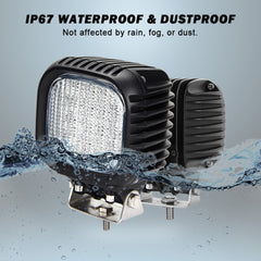 48W Tractor Work Light LED 5 Inch Square Flood Cab Lights 12V 24V Driving Fog Lights 6000K IP67 Waterproof