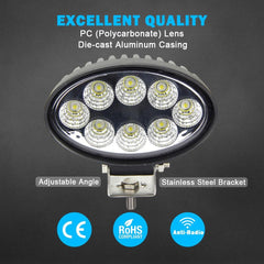 20W Oval Flood LED Work Light Upper Cab LIGHT For KUBOTA TRACTOR Combines