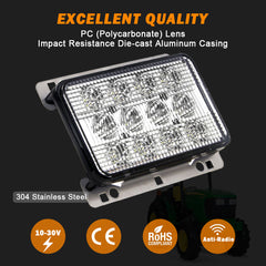 6x4 60W LED Headlights 12V Replace Part NO. AL75338, AL152328, AL152329, AL152331, RE256444 Compatible with JD Tractors 5076EF,5076EL,5090EH+++